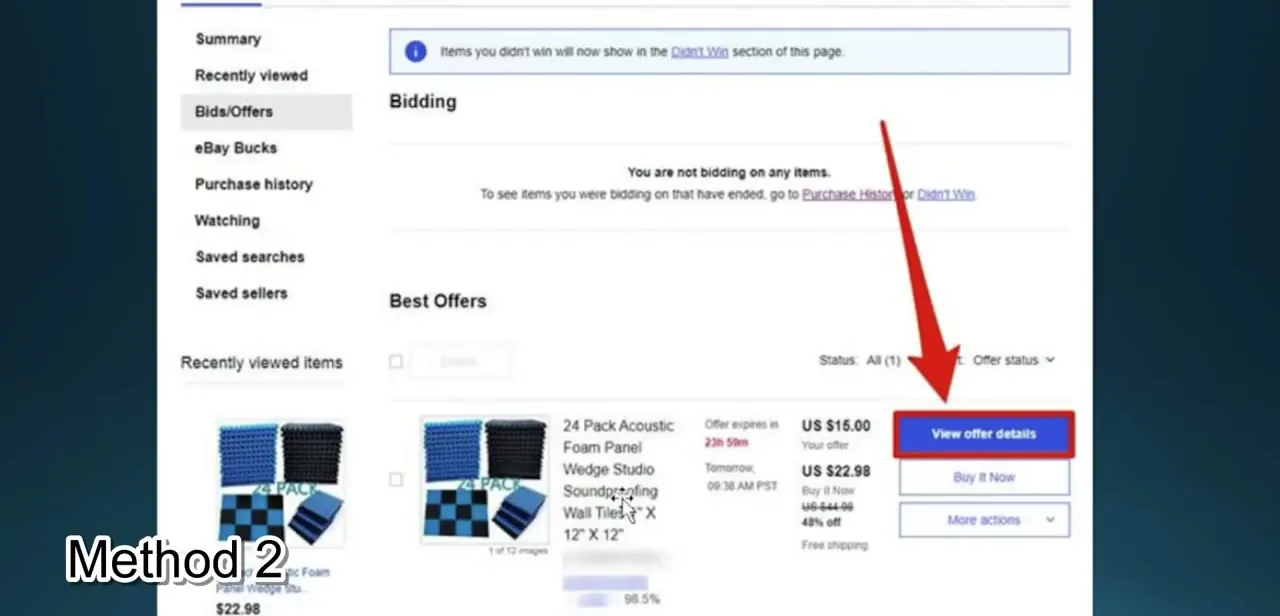 A live offer on the Best Offers tab. View offer details opens the offer's own page, where formal cancellation is handled rather than just removed from the list.
