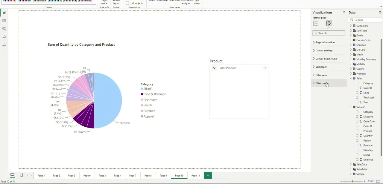 The Format page pane with Canvas background and Wallpaper listed as separate sections below Page information and Canvas settings.