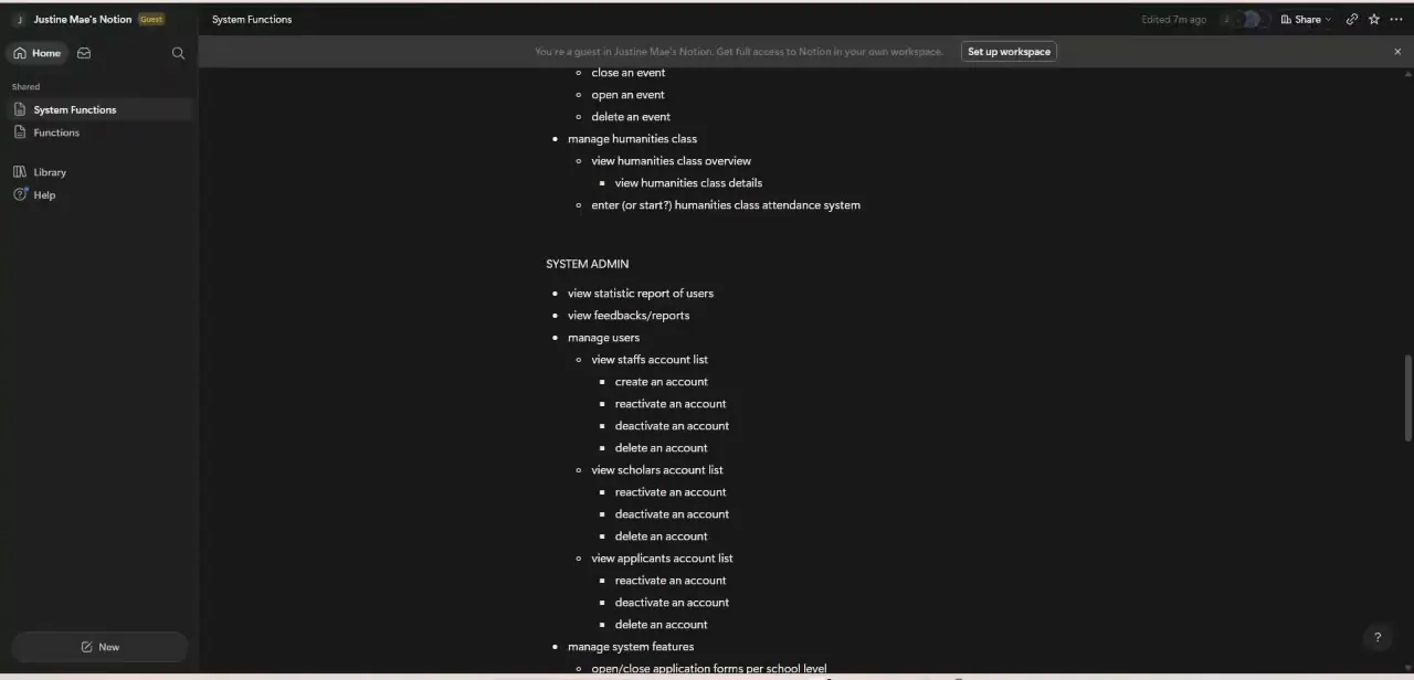 A Notion page with nested, structured content — the kind of detail Claude can now search and reference directly once the workspace is connected.