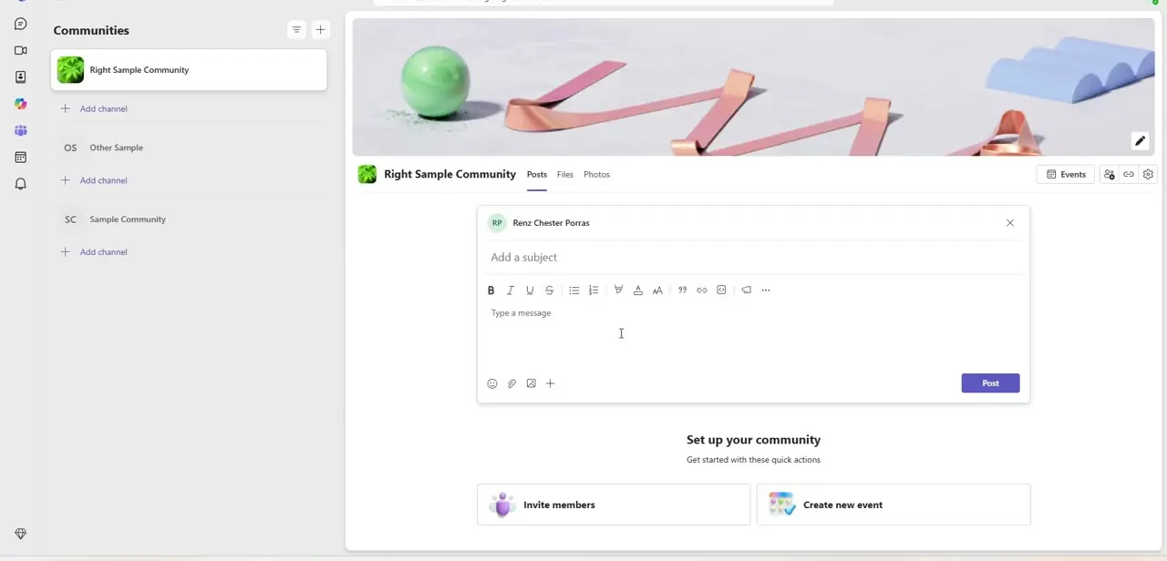 The expanded post composer, with the attachment paperclip icon sitting in the row of tools below the message field.