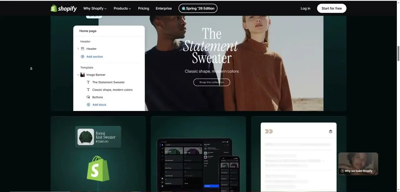 The theme editor for a store's homepage, fully accessible once the account is confirmed — this level of customization is one of the features unverified accounts get prompted to unlock first.