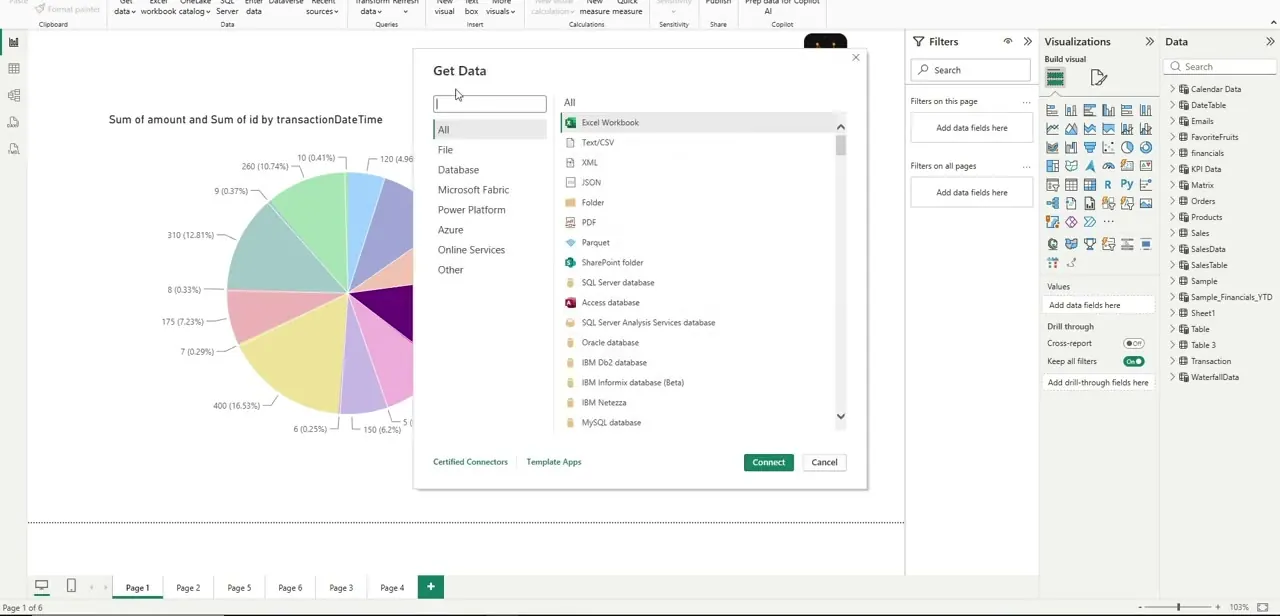 Power BI's Get Data catalog. HubSpot has no dedicated connector here, so the connection runs through a generic feed option instead.