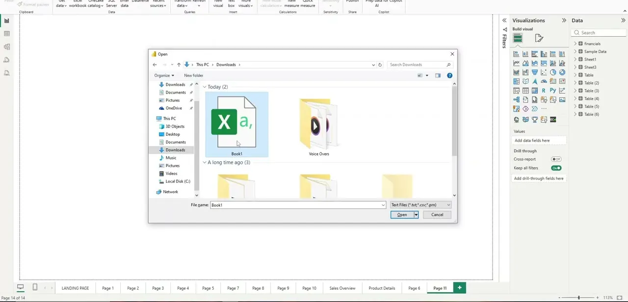 The file selection dialog during a CSV import, pre-filtered to Text Files so .csv files are easy to find and select.